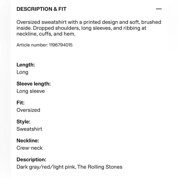 H&M Rolling Stones Dark Grey Sweatshirt, fits S/M. - Picture 10 of 11